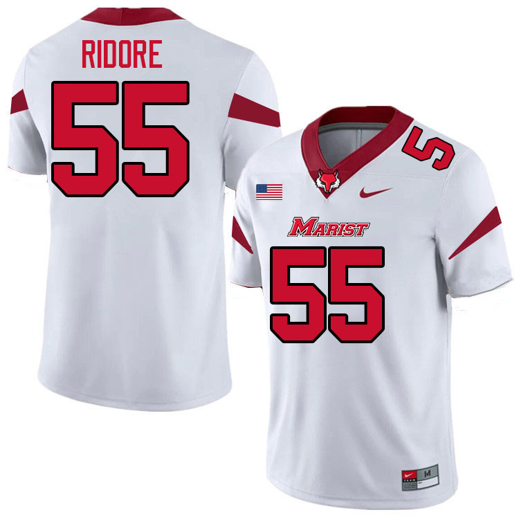 Marist Red Foxes #55 Naheem Ridore College Football Jerseys,Uniforms-White